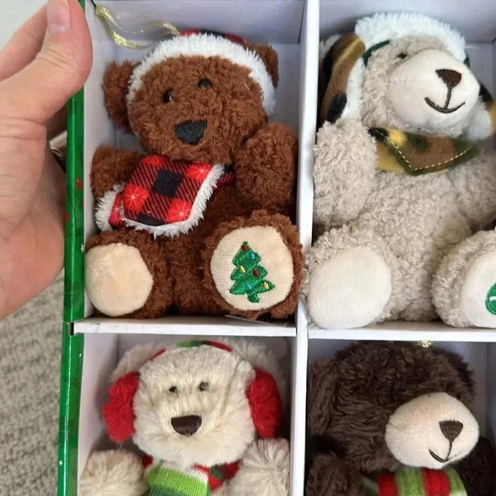 Plush ormanent collection-6 pieces cute hanging  teddy bears for holiday decor